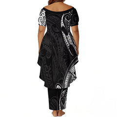 Sola Collection: Women’s Drape Puletasi Dress - Black