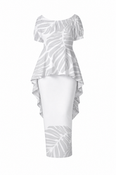 Bless Collection: Women’s Drape Puletasi Dress - White