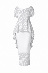 Bless Collection: Women’s Drape Puletasi Dress - White