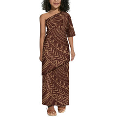 Lake Collection: Girl’s Shoulder Dress - Brown