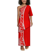 Fatu Collection: Girl’s Shoulder Dress - Red