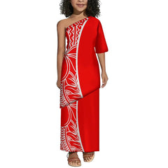 Fatu Collection: Girl’s Shoulder Dress - Red
