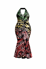 Halter Neck Women’s Dress - Multi-Colour
