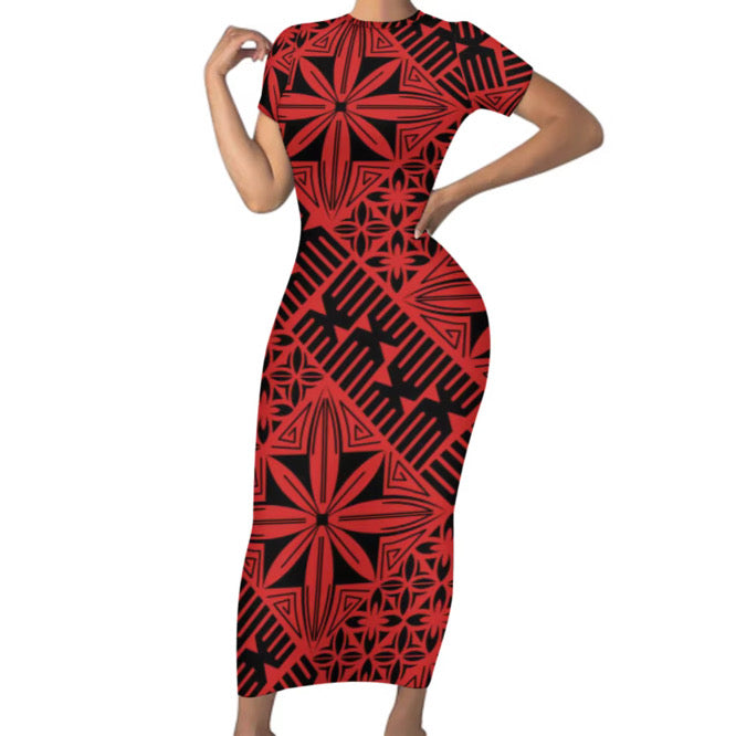 Eva Collection: Women’s Bodycon Dress - Red