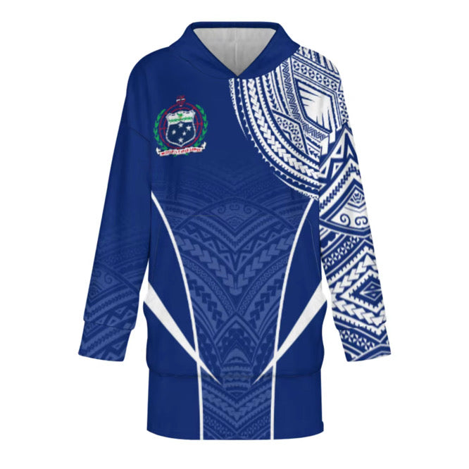 Samoan Hoodie Blanket - Blue