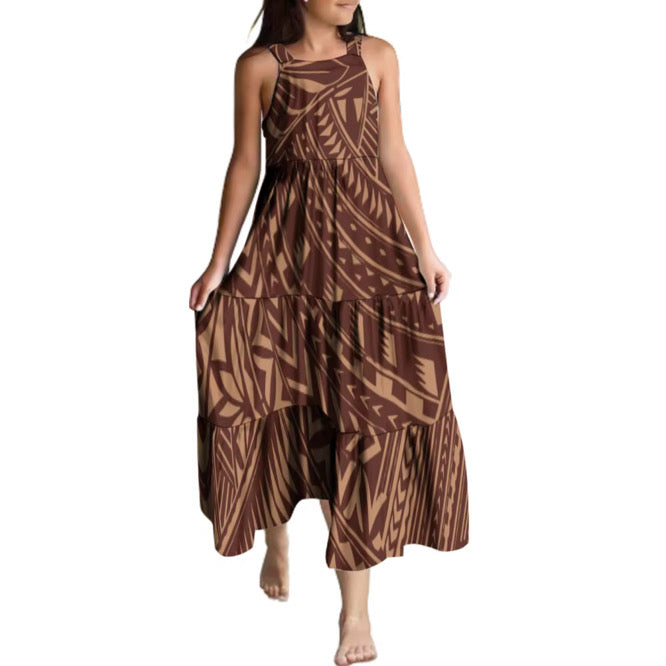 Lake Collection: Girl’s Maxi Dress - Brown