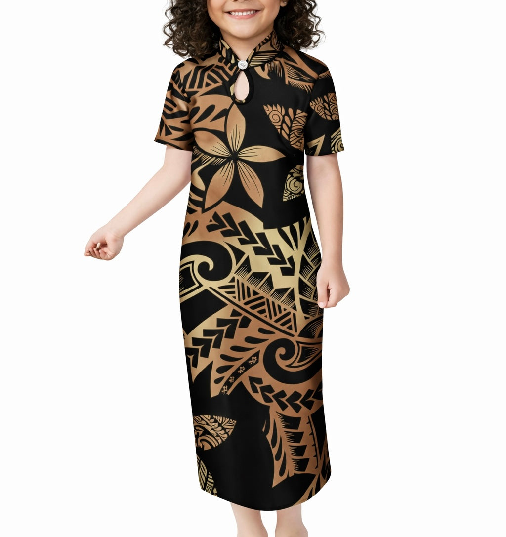 Nala Collection: Saina Girl’s Dress - Gold