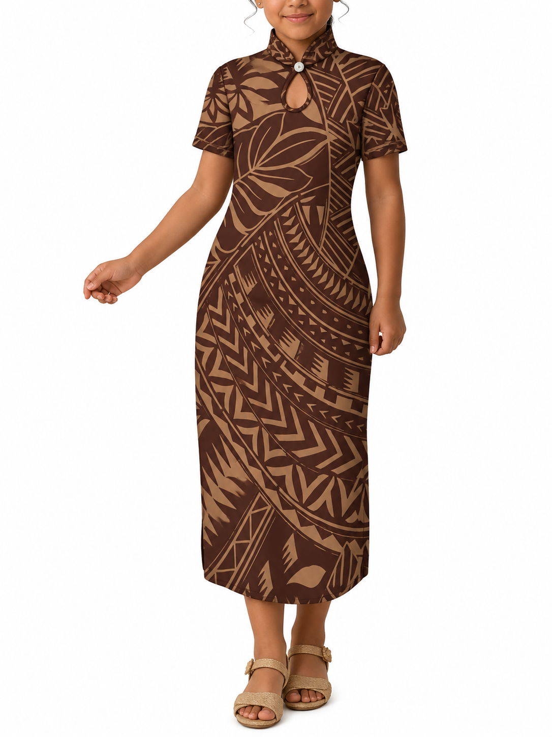 Lake Collection: Saina Girl’s Dress - Brown