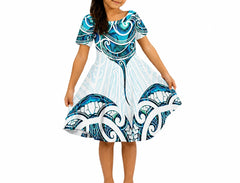 Aria Collection: Flared Girl’s Dress - Aqua