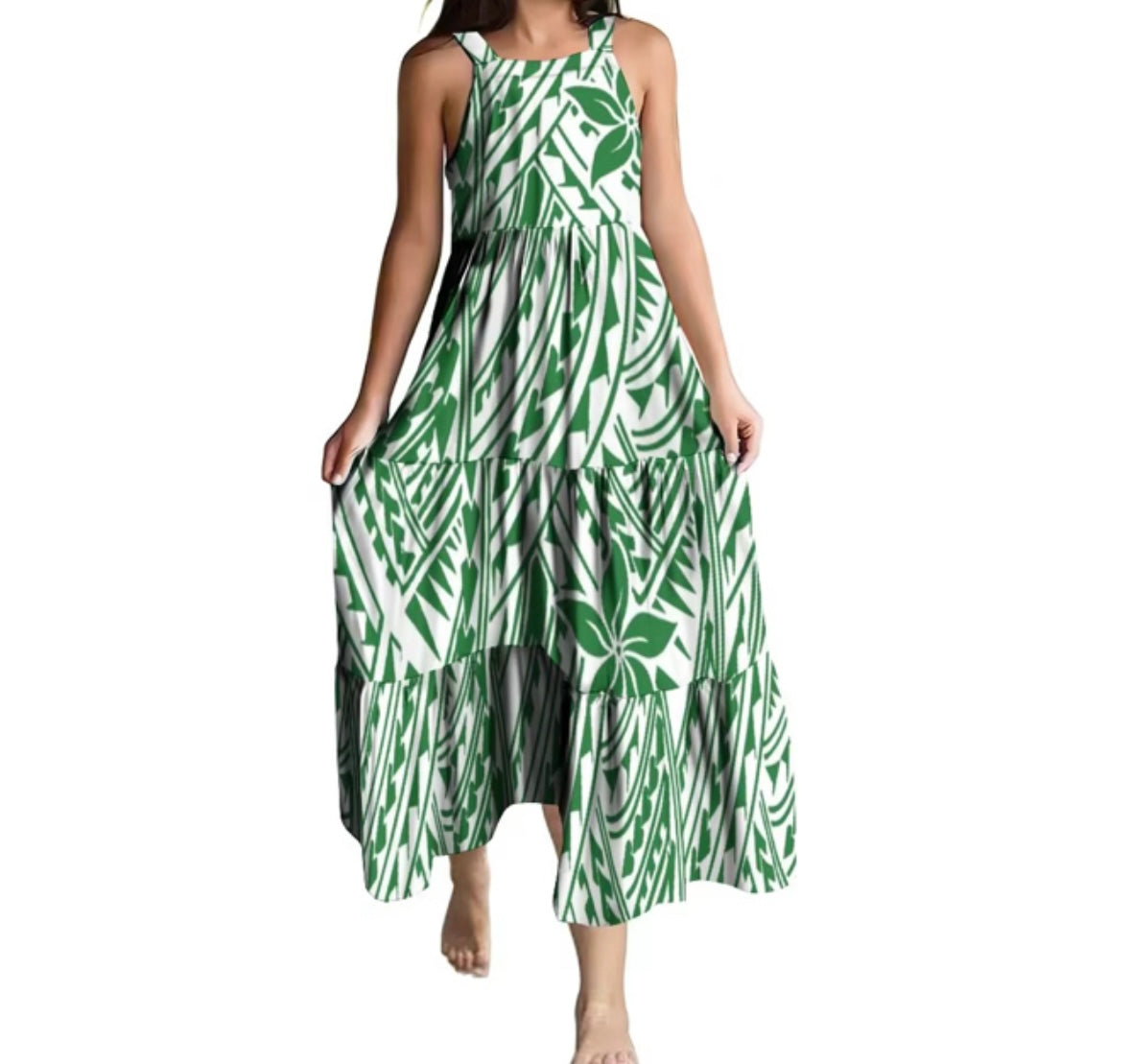 Rangi Collection: Girl’s Maxi Dress - Green