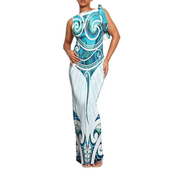 Aria Collection: Women’s Shoulder Dress - Aqua