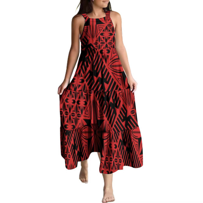 Eva Collection: Girl’s Maxi Dress - Red