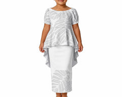 Bless Collection: Girl’s Drape Puletasi Dress - White