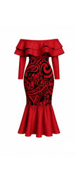 Rosa Collection: Women’s No Shoulder Fishtail Dress - Red