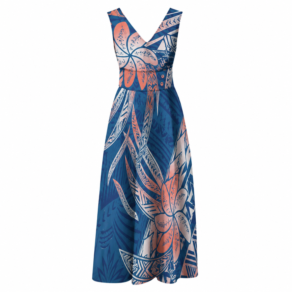 Hope Collection: V-Neck Maxi Women’s Dress - Ocean Coral