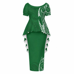 Sola Collection: Women’s Drape Puletasi Dress - Green