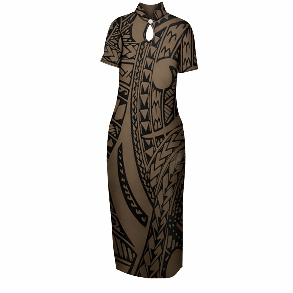 Siaki Collection: Saina Girl’s Dress - Brown