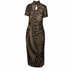 Siaki Collection: Saina Girl’s Dress - Brown