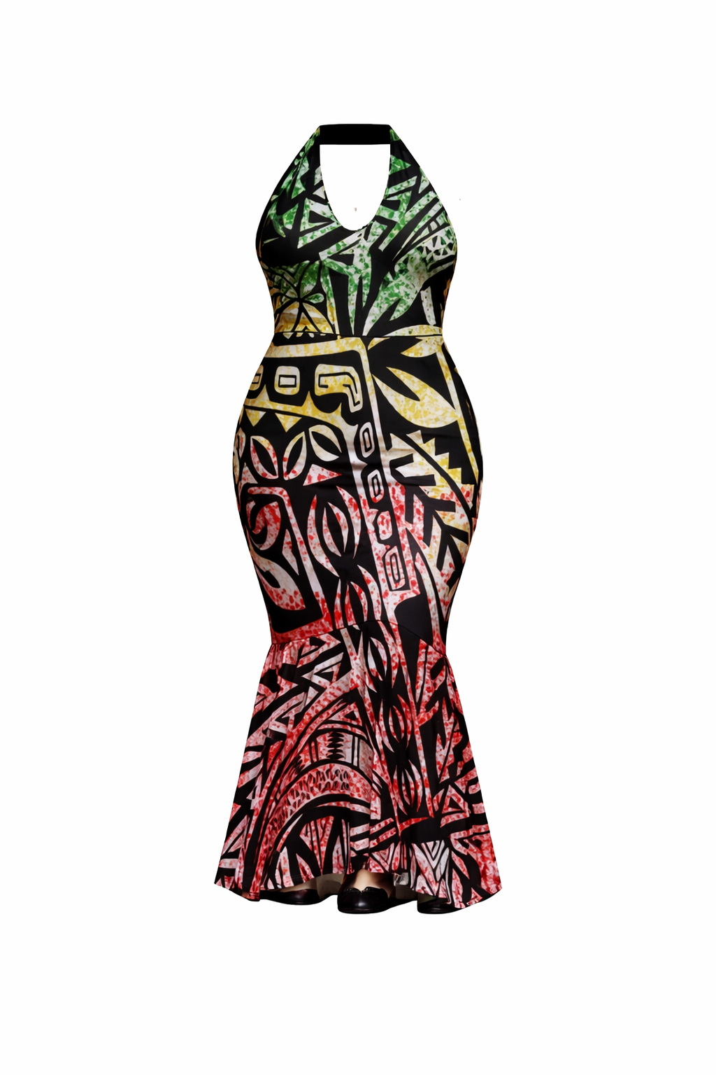 Halter Neck Women’s Dress - Multi-Colour