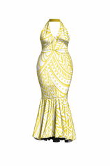Halter Neck Women’s Dress - Yellow