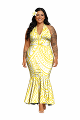 Halter Neck Women’s Dress - Yellow