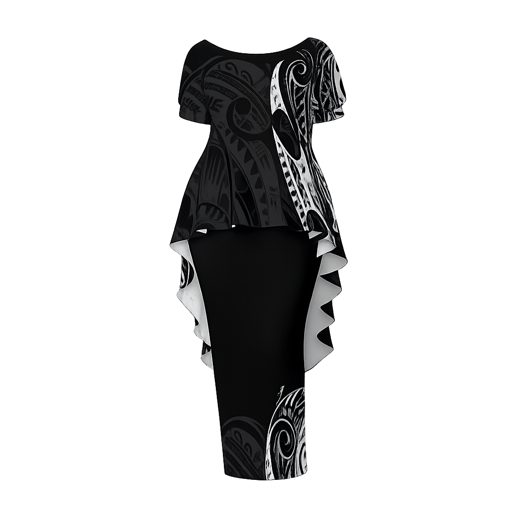 Sola Collection: Women’s Drape Puletasi Dress - Black